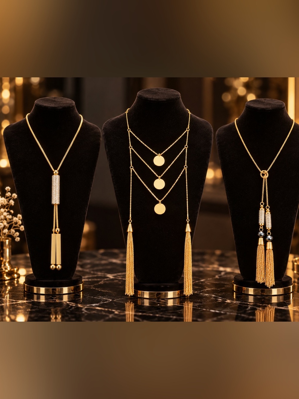 ✨ ETÉREO Hypoallergenic Gold-Tone Necklace Collection – Elegant Style for Sensit